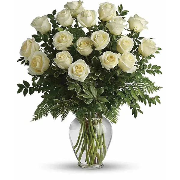 Sympathy Roses in a Glass Vase