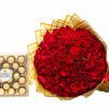 Big Hug Gift Combo - Red Roses Bouquet and Chocolate