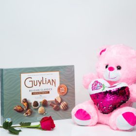 Pretty Girl Combo - Single Rose Chocolate and Teddy Bear